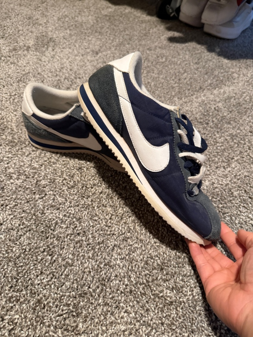 Nike Men’s Navy, White and Gray Classic Runner Sneakers